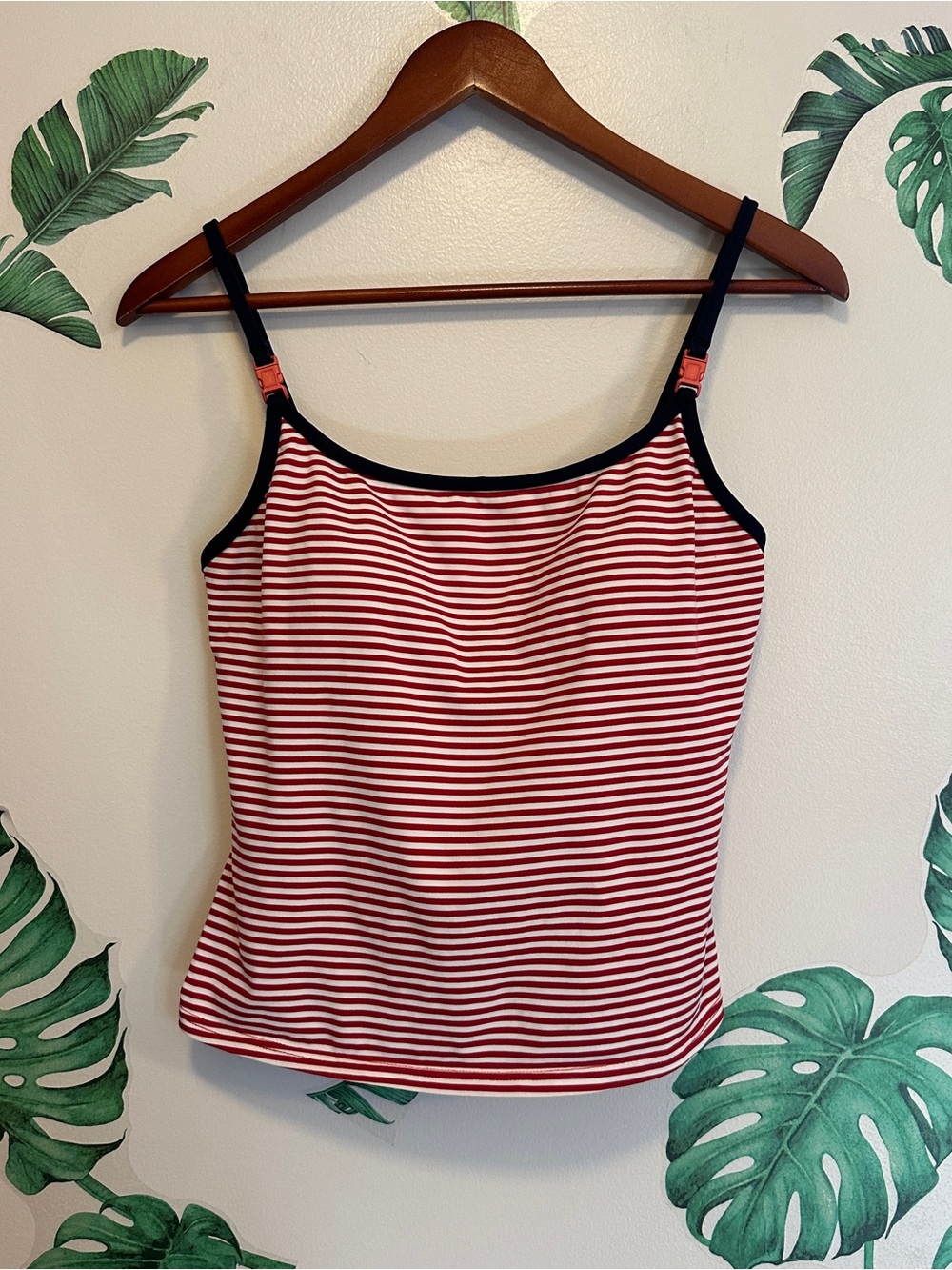Classic Elements Red & White Striped Cami with Black Trim